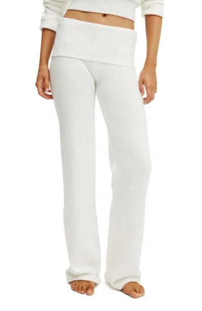 Cotton On Body Roll Waist Fluffy Knit Pant In White