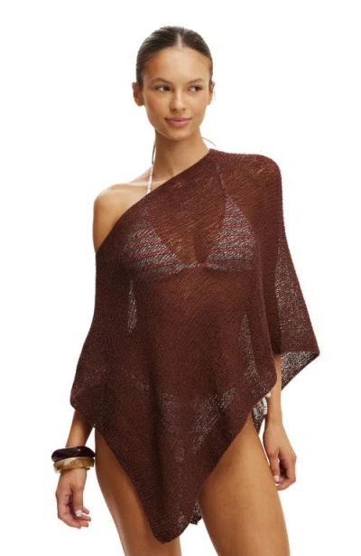 Cotton On Body Rumi Open Knit Poncho In Brown