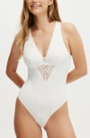 Cotton On Body Sabrina Lace Bodysuit In White