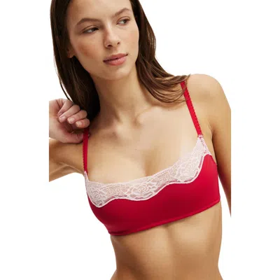 Cotton On Body Sabrina Lace Scoop Bralette In Red