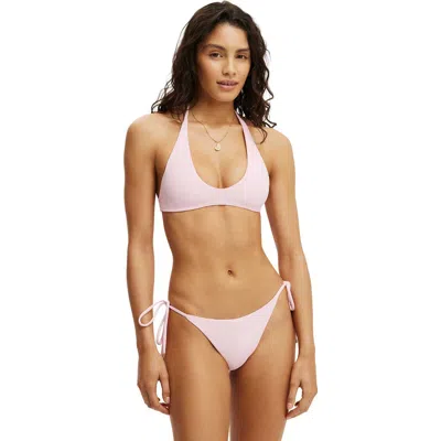 Cotton On Body Scoop Neck Halter Bikini Top In Pink Petal Waffle