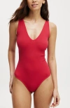 Cotton On Body Seamless Plunge Bodysuit In Warm Cherry