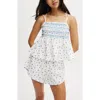 Cotton On Body Shirred Woven Sleep Set In Tilly Floral Coconut Milk