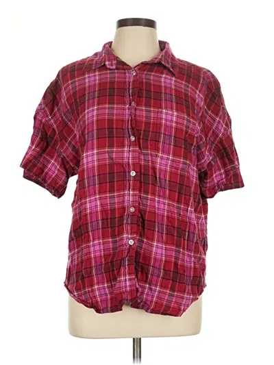 Pre-owned Cotton On Body Short Sleeve Button Down Shirt In Burgundy
