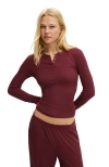 Cotton On Body Sleep Recovery Henley Long Sleeve In Burgundy