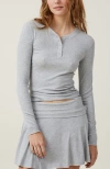 Cotton On Body Sleep Recovery Henley Long Sleeve In Grey Marle Rib