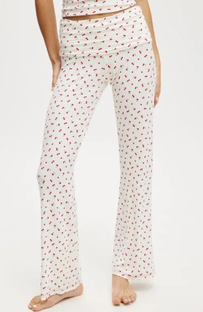 Cotton On Body Sleep Recovery Roll Waist Pant In Cherry Print