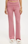 Cotton On Body Sleep Recovery Roll Waist Pant In Red White Stripe