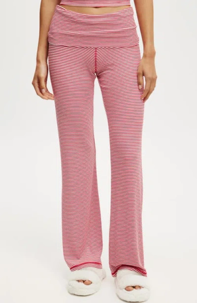 Cotton On Body Sleep Recovery Roll Waist Pant In Red White Stripe