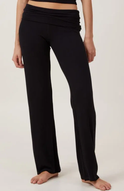 Cotton On Body Sleep Recovery Roll Waist Pant In True Black