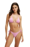 Cotton On Body Slider Triangle Bikini Top In Hyper Violet Stripe