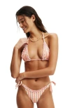 Cotton On Body Slider Triangle Bikini Top In Shell Pink Gingham Ruffle