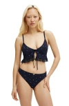 Cotton On Body Sophie Cotton Pointelle Longline Bralette In Blue