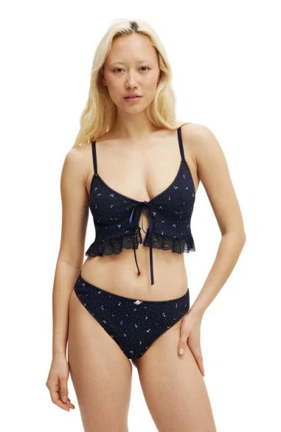 Cotton On Body Sophie Cotton Pointelle Longline Bralette In Blue