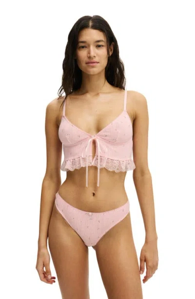 Cotton On Body Sophie Cotton Pointelle Longline Bralette In Pink