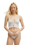 Cotton On Body Sophie Cotton Pointelle Longline Bralette In Gray