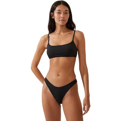 Cotton On Body Straight Neck Crop Bikini Top In Black