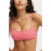 Cotton On Body Straight Neck Crop Bikini Top In Pink Red Gingham