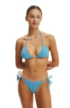 Cotton On Body String Tie Side Brazilian Bikini Bottom In Blue