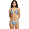 Cotton On Body String Triangle Bikini Top In Boho Stripes Blue Shimmer