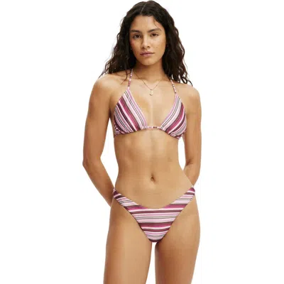 Cotton On Body String Triangle Bikini Top In Boho Stripes Pink Shimmer