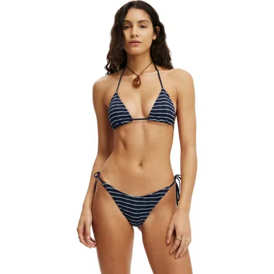Cotton On Body Sunspun Micro Knit Slider Triangle Bikini Top In Blue