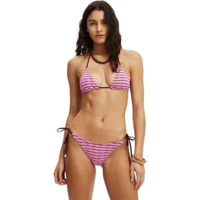 Cotton On Body Sunspun Micro Knit Slider Triangle Bikini Top In Pink
