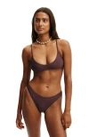 Cotton On Body Super Scoop Bikini Top In Willow Brown Shimmer