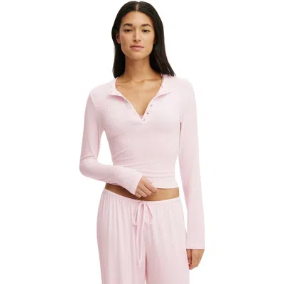 Cotton On Body Super Soft Henley Long Sleeve Top In Pink Kiss