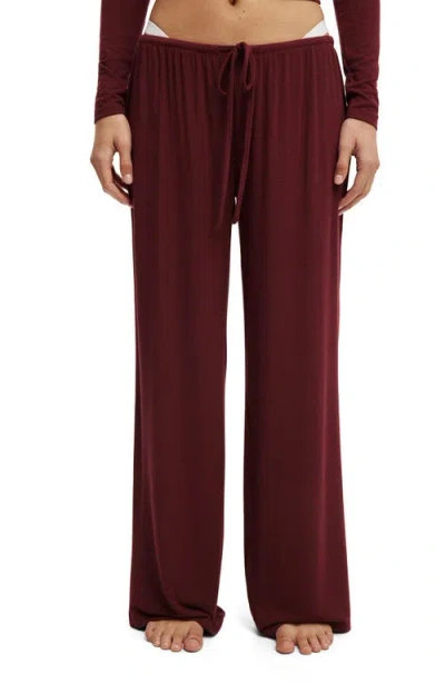 Cotton On Body Super Soft Low Rise Wide Leg Pant In Burgundy