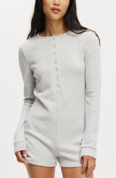 Cotton On Body Super Soft Ribbed Romper In Light Grey Marle
