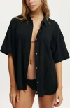 Cotton On Body The Essential Short Sleeve Beach Shirt In Black