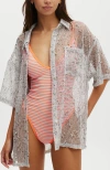 Cotton On Body The Essential Short Sleeve Beach Shirt In White Open Mesh