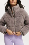 Cotton On Body The Mother Puffer Cropped  Jacket In Desert Grey