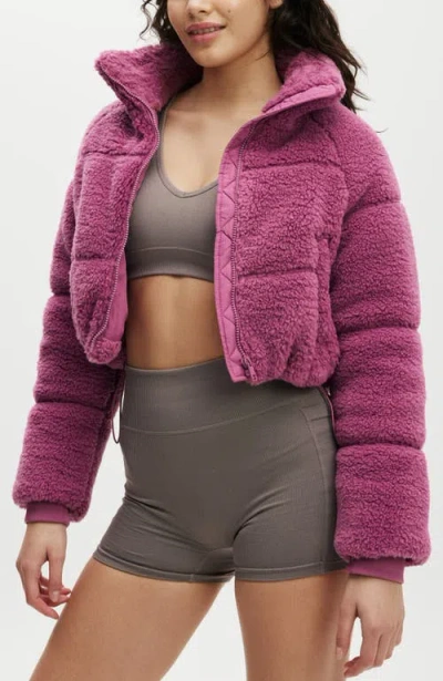 Cotton On Body The Mother Puffer Cropped  Jacket In Red Violet