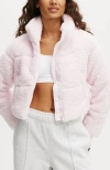 Cotton On Body The Mother Puffer Cropped Soft Fleece Jacket In Cherry Dream