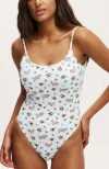 Cotton On Body Thin Strap Low Scoop One Piece Cheeky In Ellery Bouquet