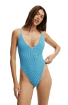 Cotton On Body Tie Back Strappy One Piece Brazilian In Blue
