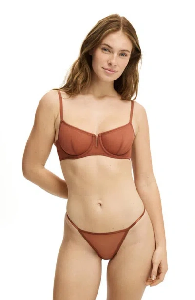 Cotton On Body U Wire Mesh Balconette Bra In Brown