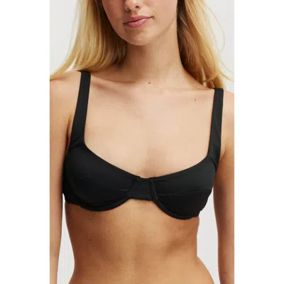 Cotton On Body Underwire Balconette Bikini Top In Black