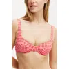 Cotton On Body Underwire Balconette Bikini Top In Pink Red Gingham