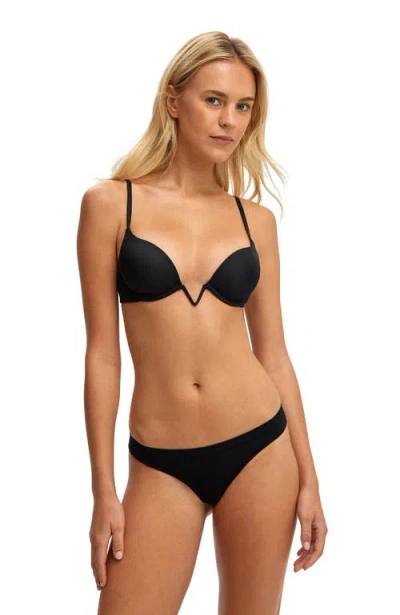 Cotton On Body V Wire Lightly Lined Bra In Black