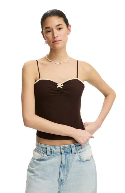 Cotton On Bow Cotton Cami In Brown