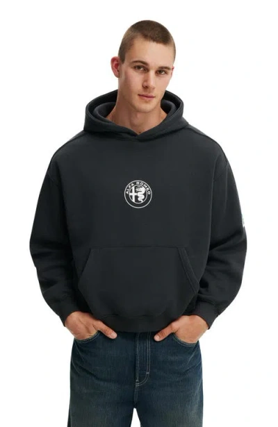 Cotton On Box Fit Alfa Romeo Hoodie In Black