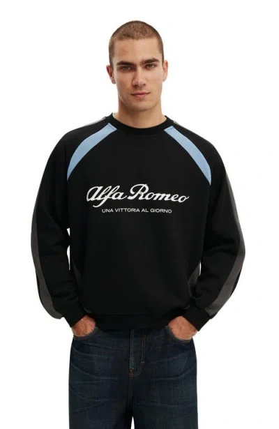 Cotton On Box Fit Alfa Romeo Sweater In Black