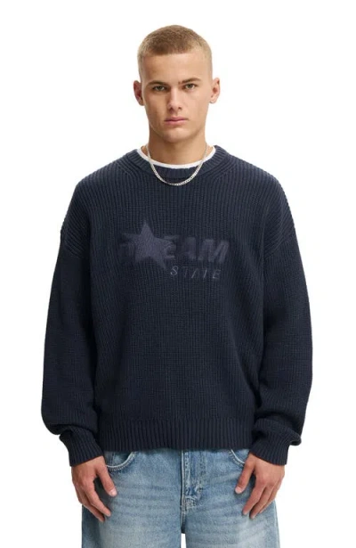 Cotton On Box Fit Crew Knit In Blue