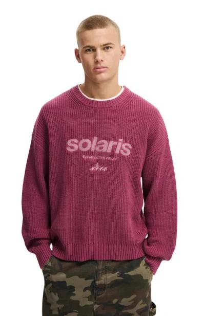 Cotton On Box Fit Crew Knit In Burgundy