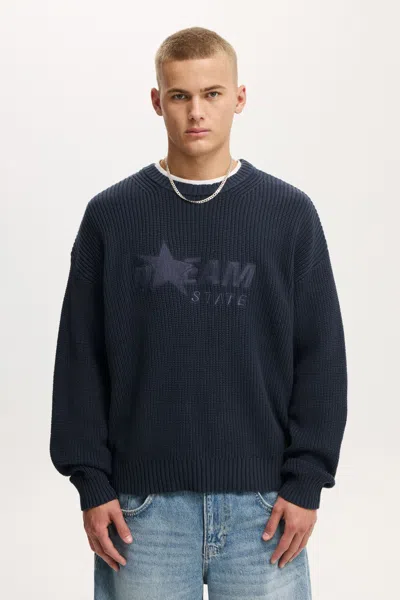 Cotton On Box Fit Crew Knit In Blue
