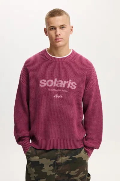 Cotton On Box Fit Crew Knit In Burgundy