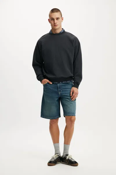 Cotton On Box Fit Crew Sweater In Black